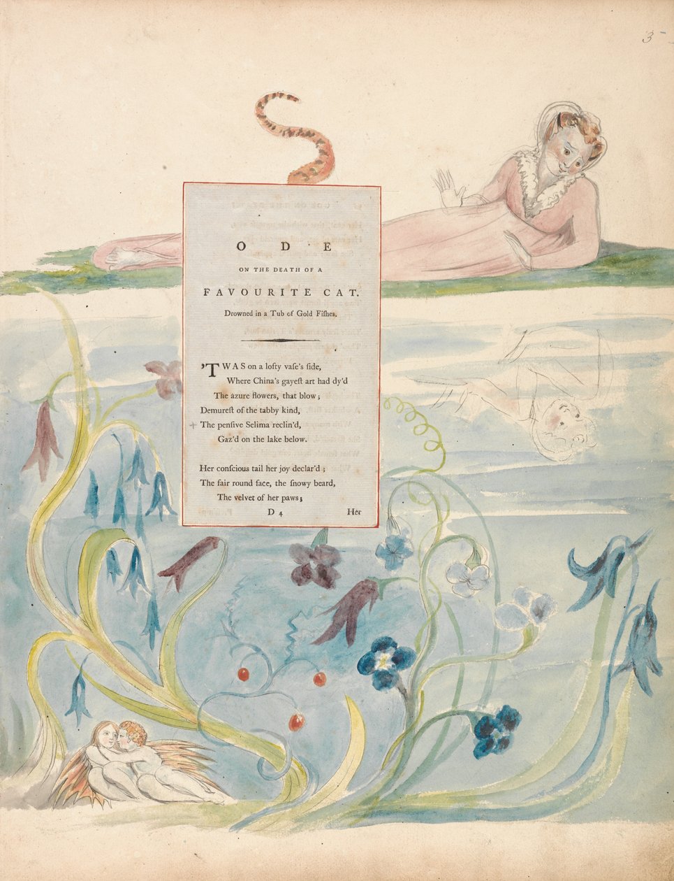 Thomas Greyn runot, muotoilu 9, Oodi suosikkikissan kuolemasta. tekijältä William Blake