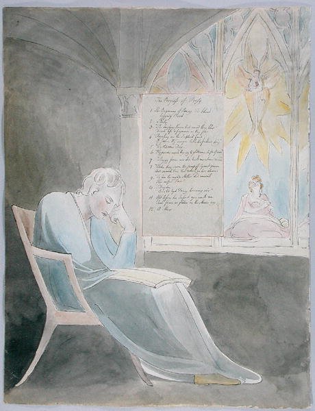 The Progress of Poesy, design 42 teoksesta The Poems of Thomas Gray, 1797-98 (wc kynällä ja mustalla musteella paperilla) tekijältä William Blake