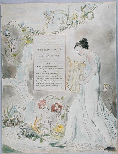 The Progress of Poesy, design 43 teoksesta The Poems of Thomas Gray, 1797-98 (wc kynällä ja mustalla musteella paperilla) tekijältä William Blake