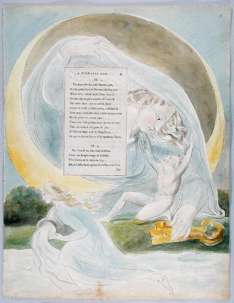 The Progress of Poesy, design 49 teoksesta The Poems of Thomas Gray, 1797-98 (wc kynällä ja mustalla musteella paperilla) tekijältä William Blake