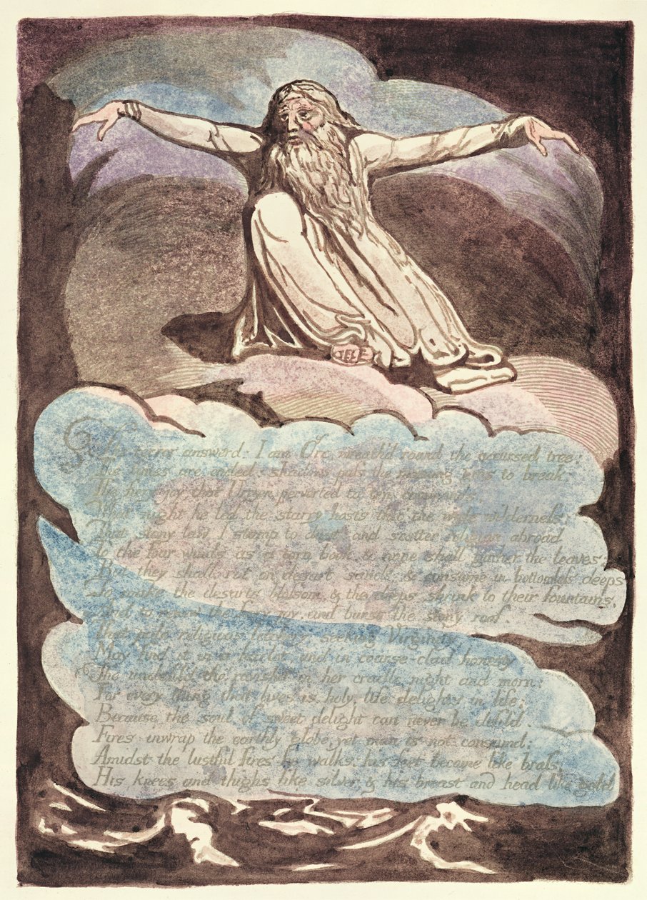 Terror Answered, levy 8 Amerikasta, profetia, 1793 (reliefi etsaus ja wc paperilla) tekijältä William Blake