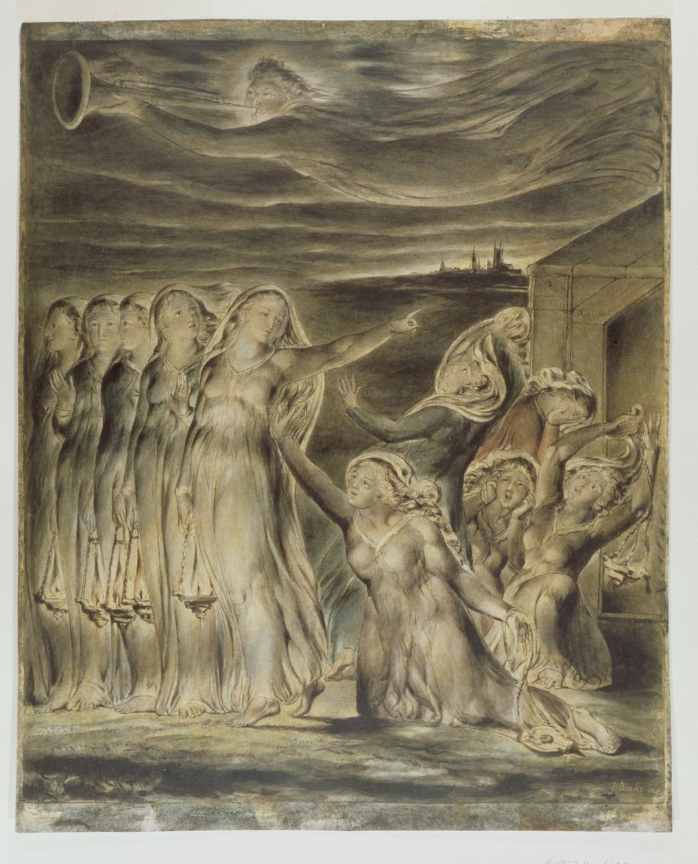 Viisaat ja tyhmät neitsyet, noin 1822 (wc ja kynä paperille). tekijältä William Blake