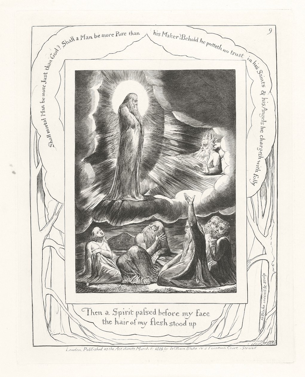 Silloin henki kulki kasvojani edestä, ja lihani hiukset nousivat pystyyn, 1825 tekijältä William Blake