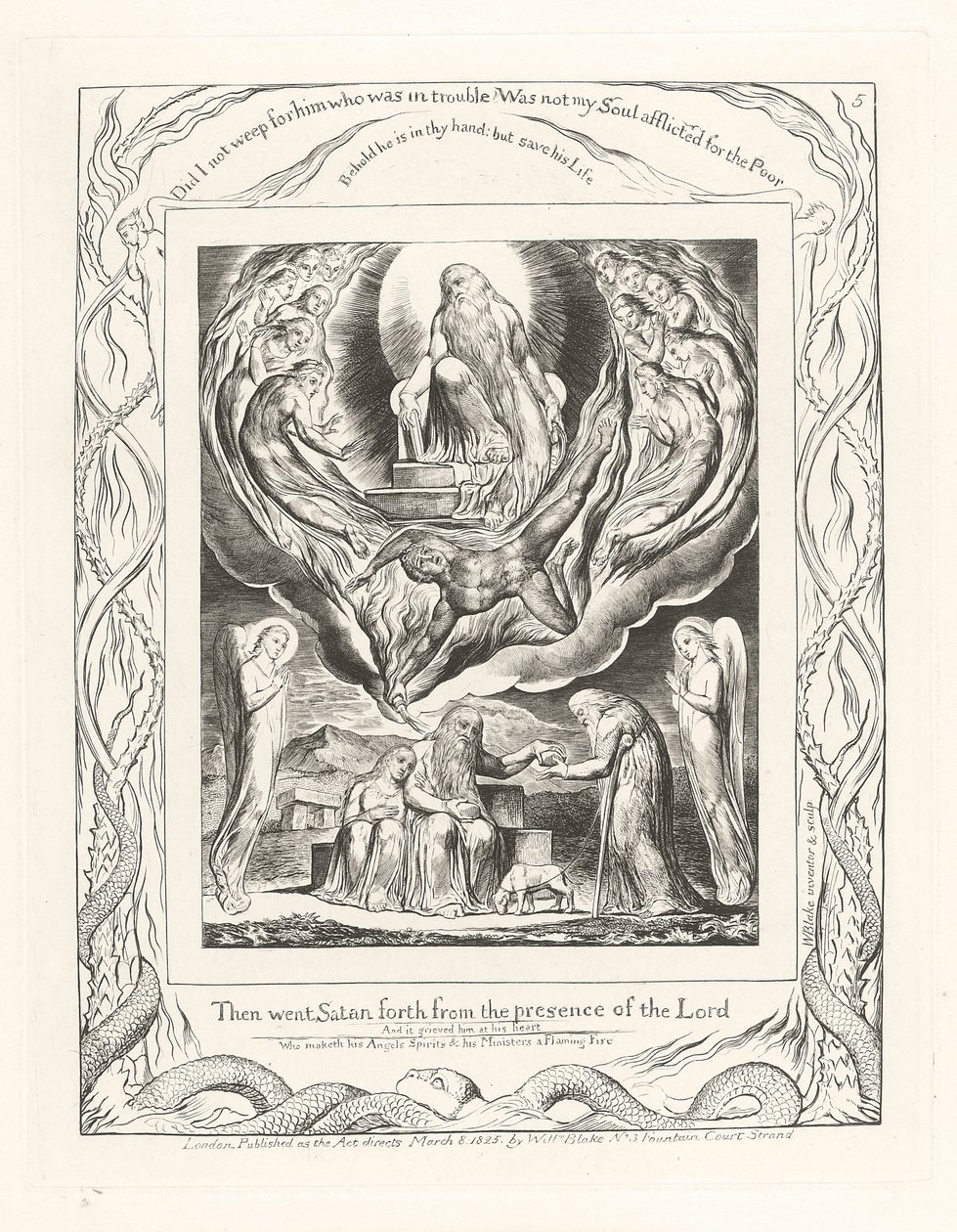 Sitten Saatana lähti Herran edestä, 1825 tekijältä William Blake