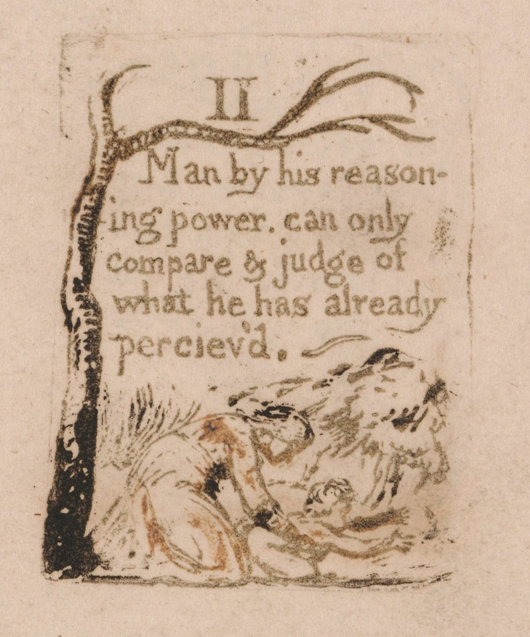 Ei ole luonnollista uskontoa, levy 4, II Ihminen hänen päättelykykynsä perusteella. . . . (Bentley a5) tekijältä William Blake