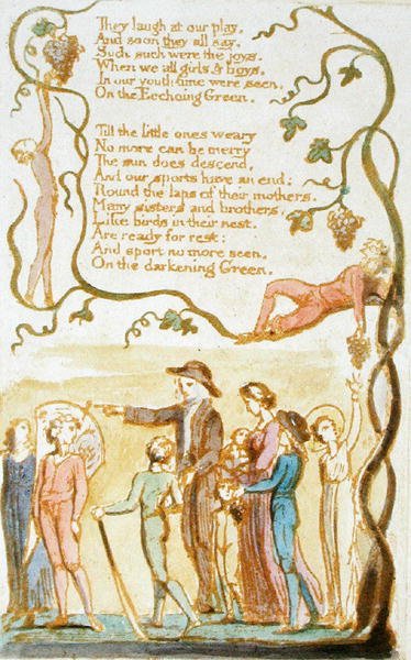 He nauravat näytelmässämme..., levy 11 julkaisusta Songs of Innocence, 1789 (reliefietsaus wc:llä paperille) tekijältä William Blake