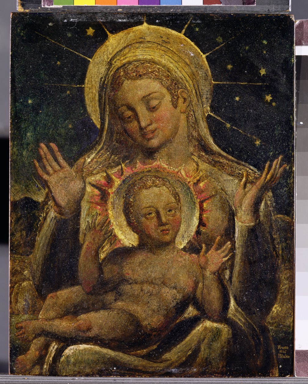 Neitsyt ja lapsi, 1825 (tempera paneelissa) tekijältä William Blake