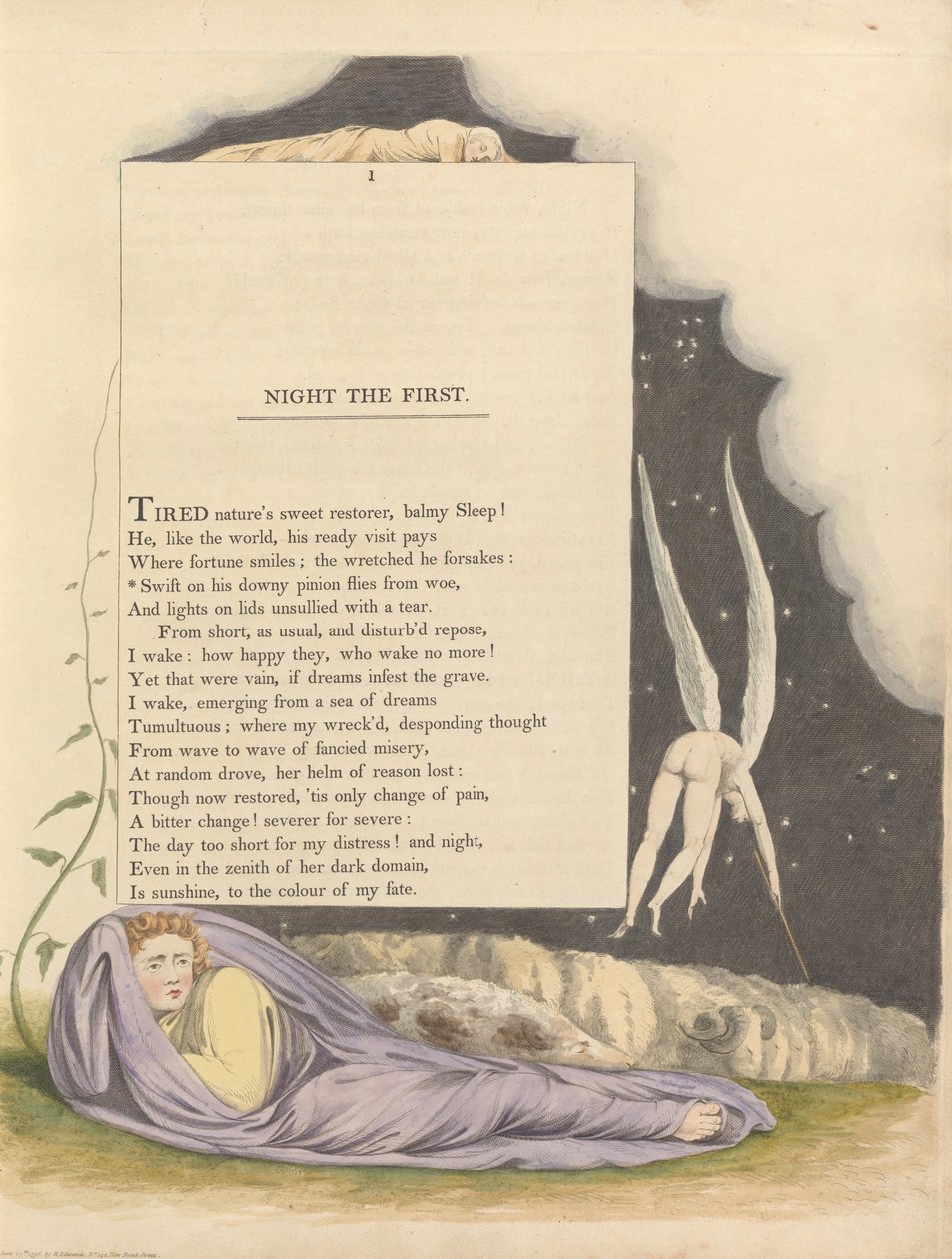 Nuorten yön ajatukset, Sivu 1, Nopea hänen untuva hammaspyörä lentää surusta tekijältä William Blake