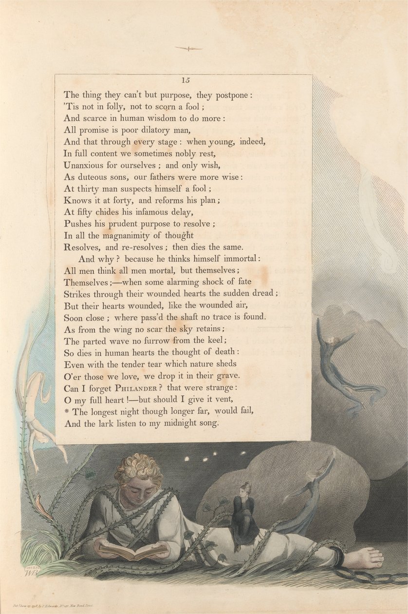 Nuorten yöajatukset, Sivu 15, Pisin yö, vaikka kauemmin, epäonnistuvat tekijältä William Blake