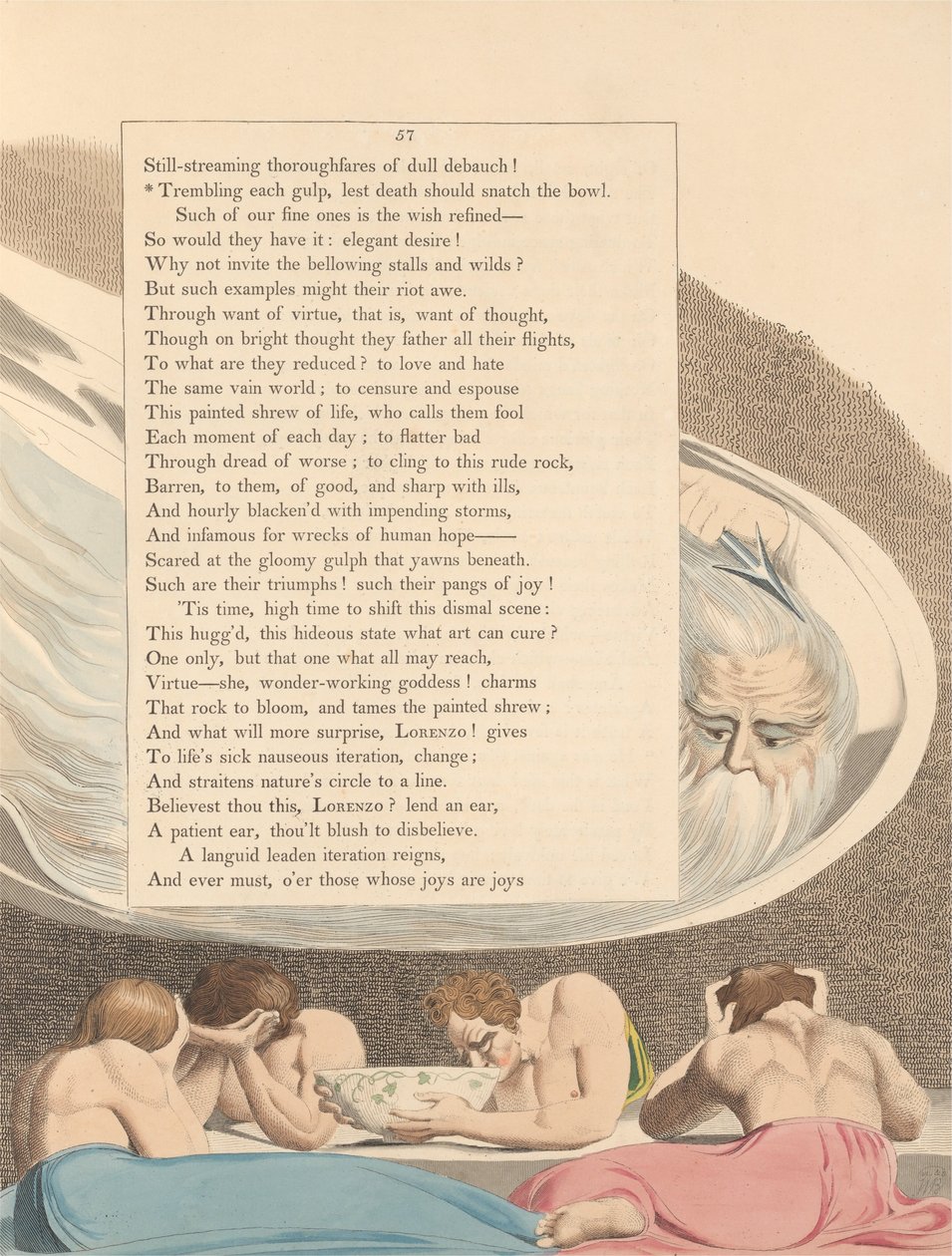 Nuorten yön ajatukset, Sivu 57, Vapina jokaiseen makuun, ettei kuoleman pitäisi napata kulhoa tekijältä William Blake