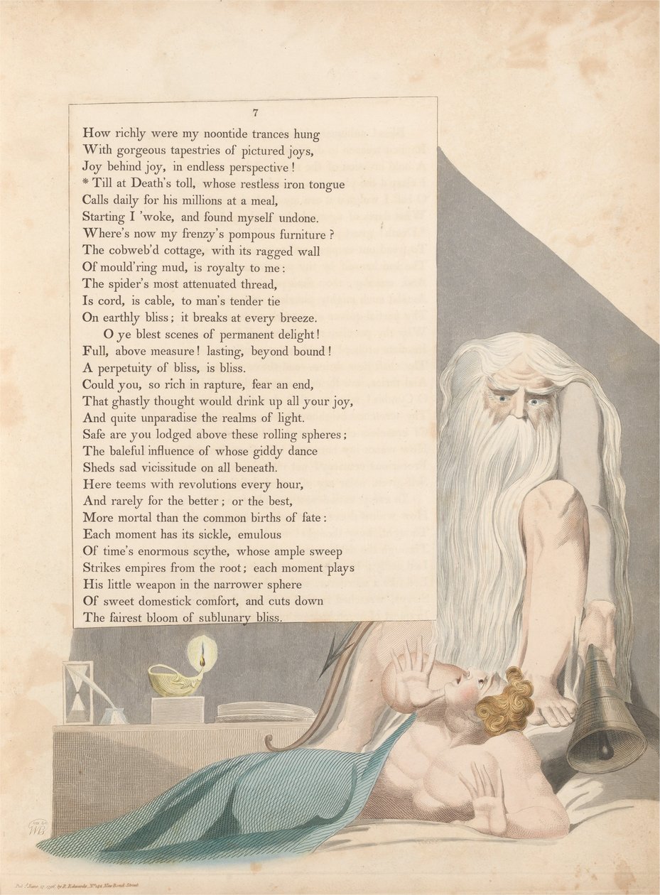 Nuorten yön ajatukset, Sivu 7, Till at Deaths Toll, Kenen levoton rautakieli tekijältä William Blake