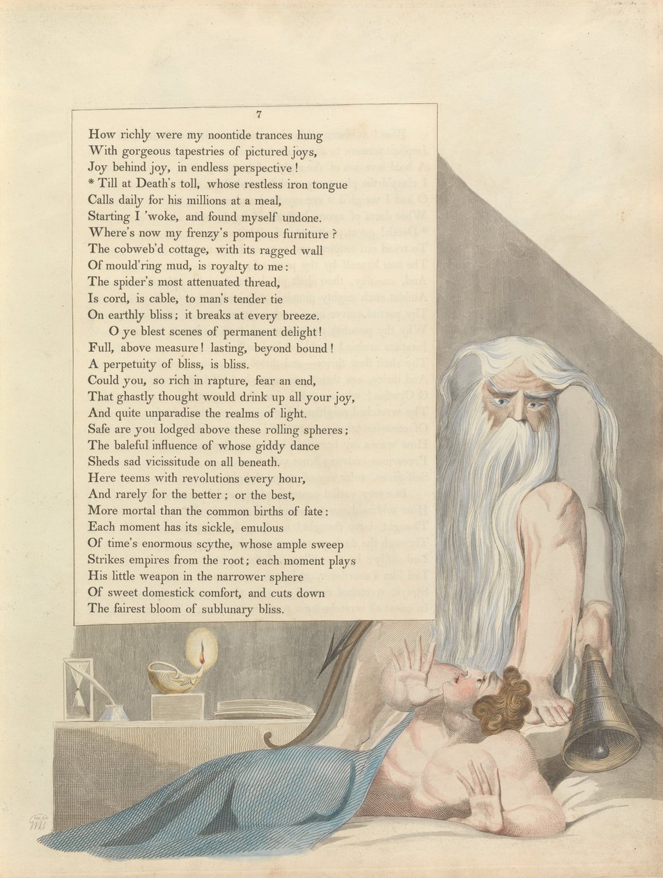 Nuorten yön ajatukset, Sivu 7, Till at Deaths -maksu, jonka levoton rautainen kieli tekijältä William Blake