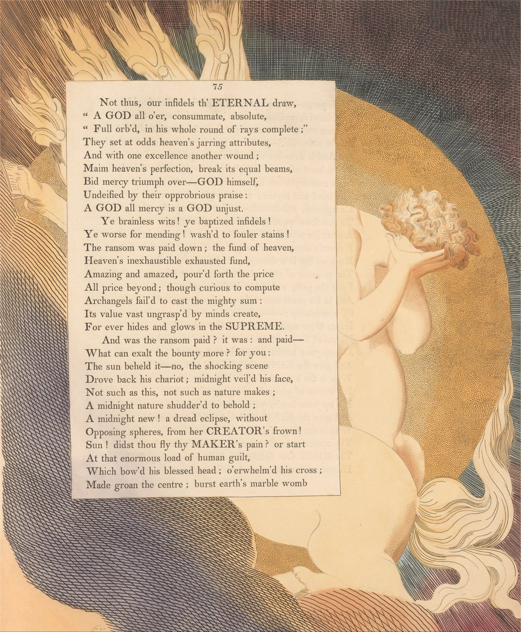Nuorten yöajatukset, Sivu 75, Aurinko näki - Ei, järkyttävä kohtaus tekijältä William Blake