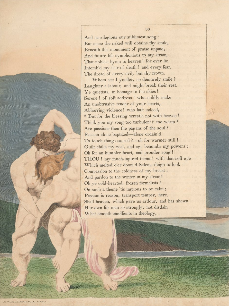 Nuorten yön ajatukset, Sivu 88, mutta siunaukselle taistella ei taivaan kanssa tekijältä William Blake
