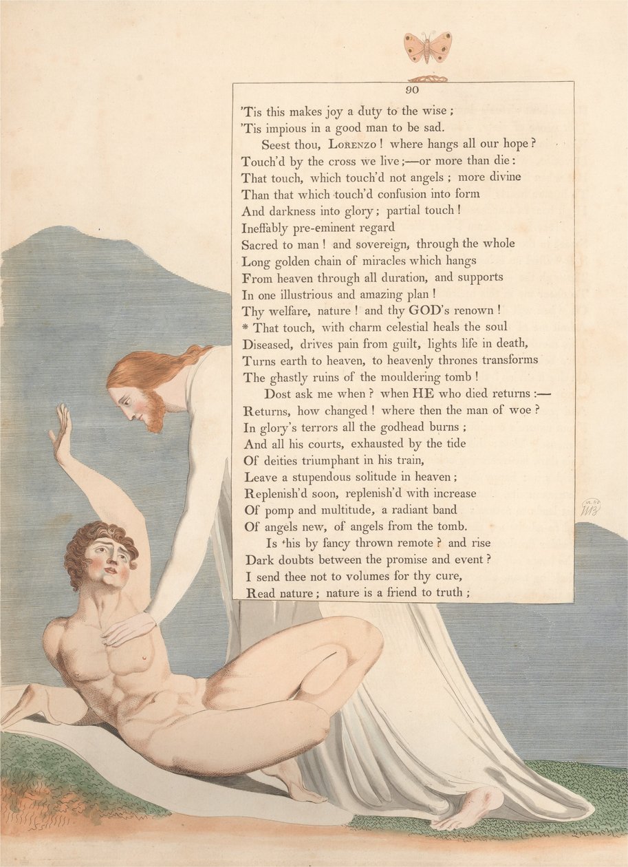 Nuorten yöajatukset, Sivu 90, Tuo kosketus, viehätys Taivaallinen parantaa sielun tekijältä William Blake