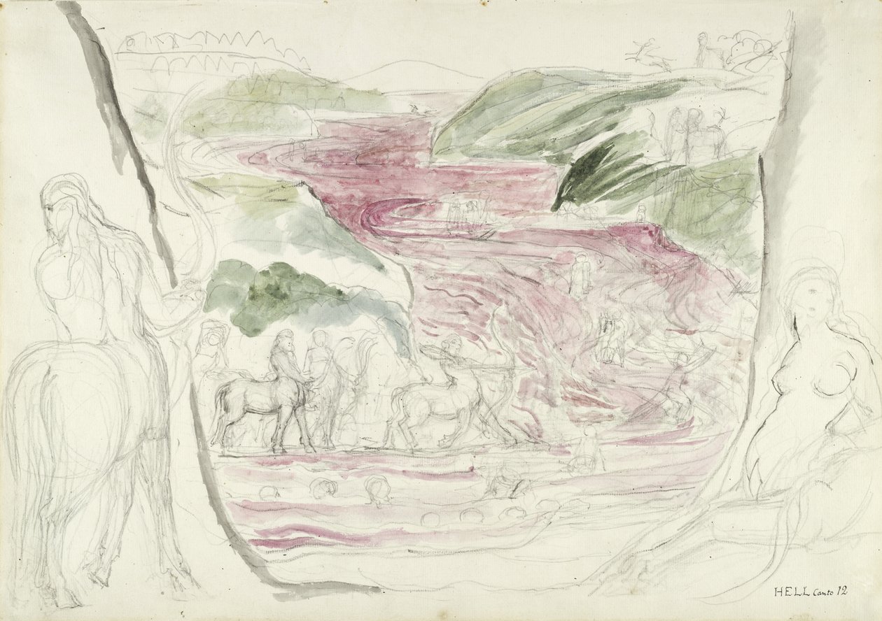 kuvitus Dante Alighierin jumalalliseen komediaan, 1824-27 (kynä ja muste wc:llä kynällä ja liidulla paperilla) tekijältä William Blake