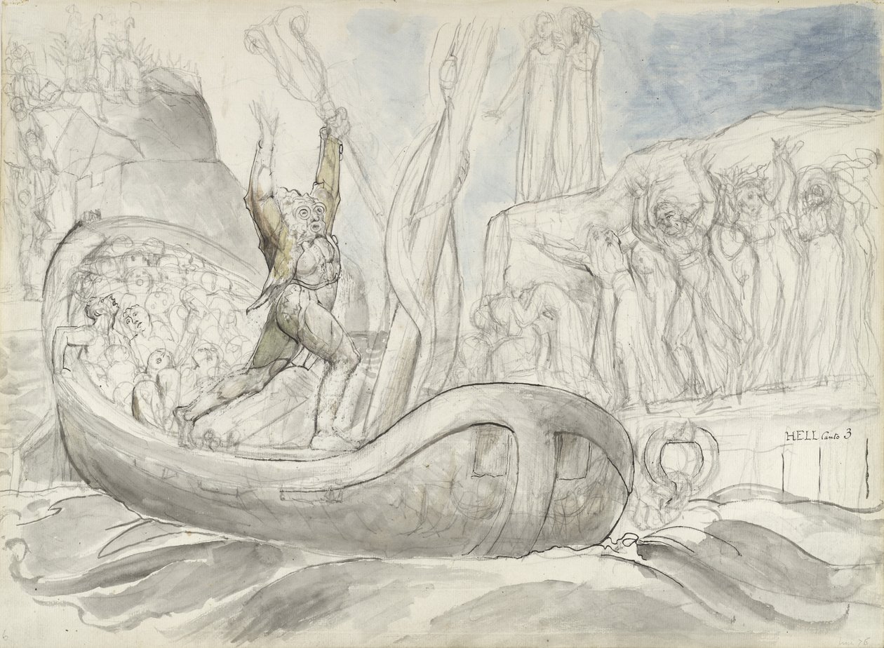 kuvitus Dante Alighierin jumalalliseen komediaan, 1824-27 (kynä ja muste wc:llä kynällä ja liidulla paperilla) tekijältä William Blake