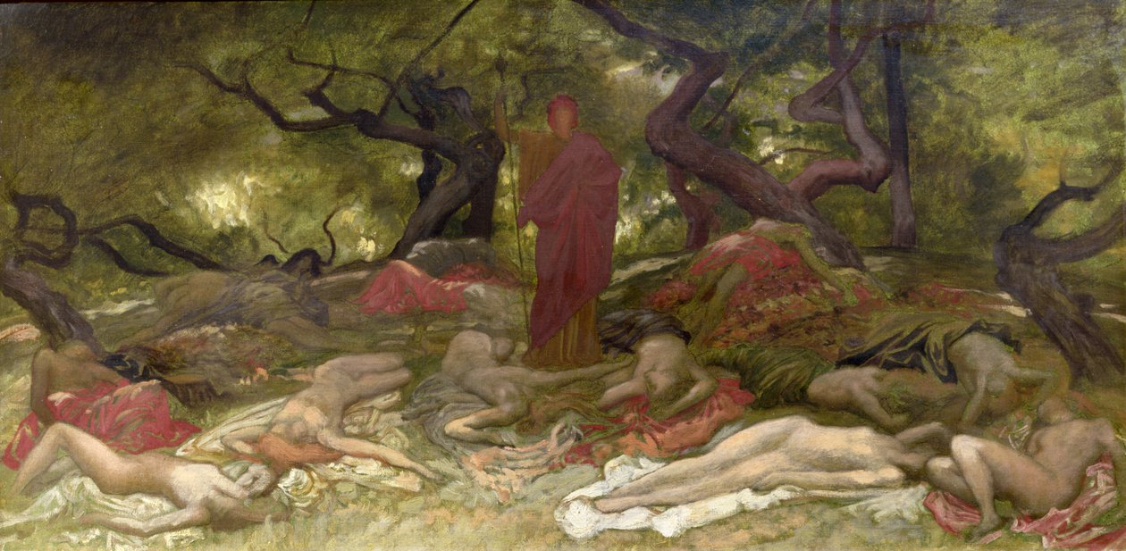 Dionysos ja Bacchantes, noin 1900 tekijältä William Blake Richmond