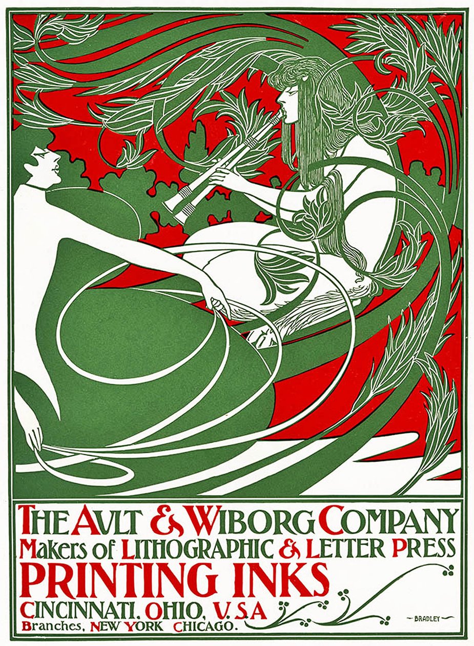 Art Nouveau -juliste, joka kuvaa Pania, 1895 (värinen silkkipainatus) tekijältä William Bradley