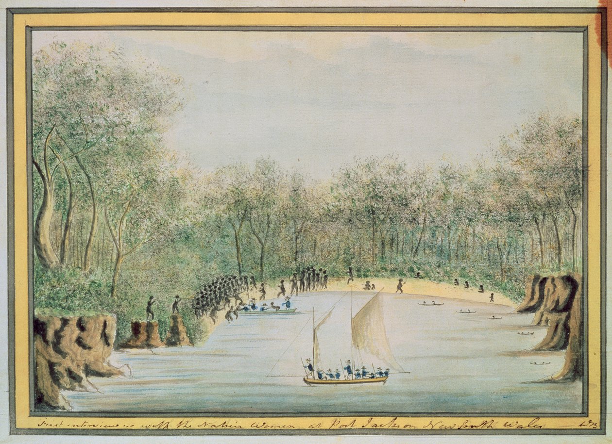 Ensimmäinen haastattelu syntyperäisten naisten kanssa Port Jacksonissa, New South Walesissa, 1788 tekijältä William Bradley