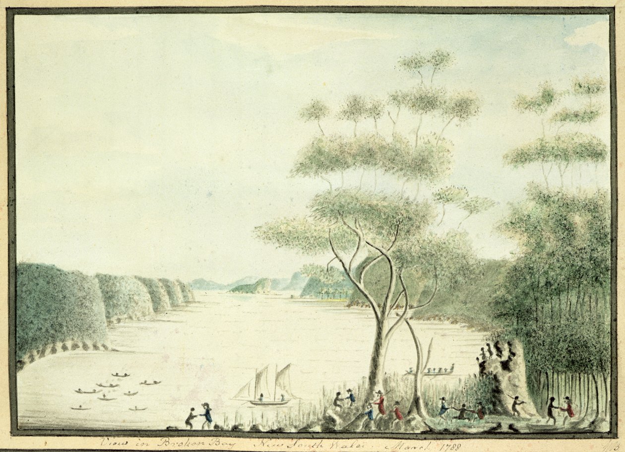 Näkymä Broken Bayssä, New South Walesissa, 1788 tekijältä William Bradley