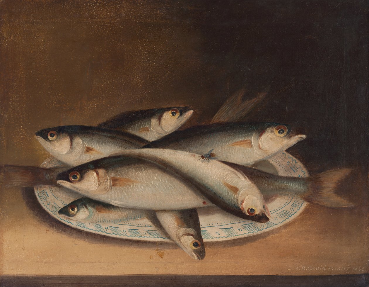 Kalaa sinivalkoisella lautasella tekijältä William Buelow Gould