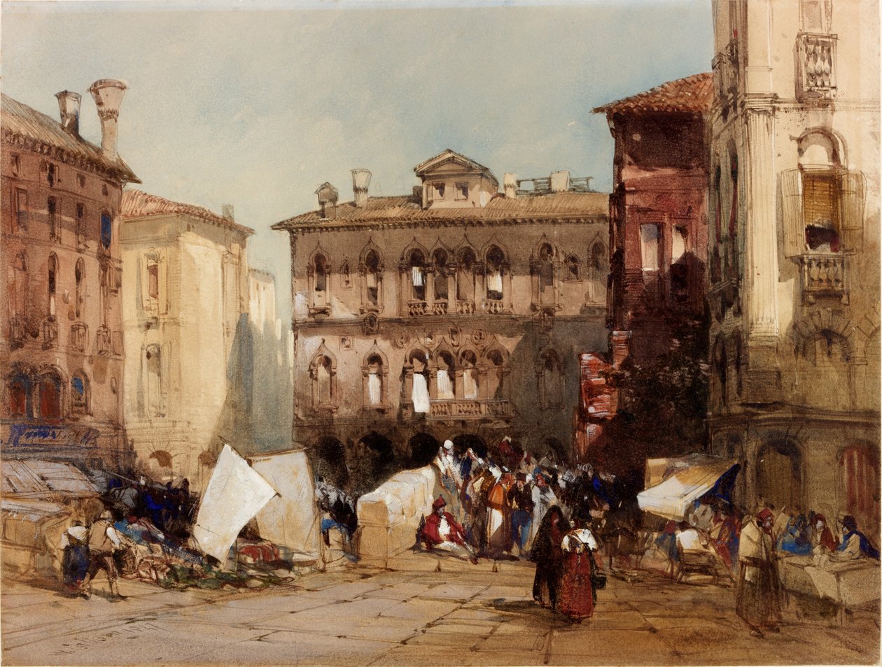 Palazzo Falier, Venetsia, 1847 (bc ja wc paperilla) tekijältä William Callow