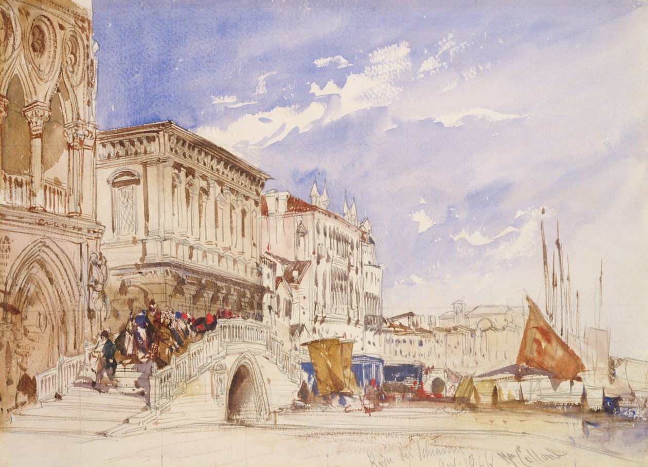 Riva degli Schiavoni, Venetsia, 1846 tekijältä William Callow