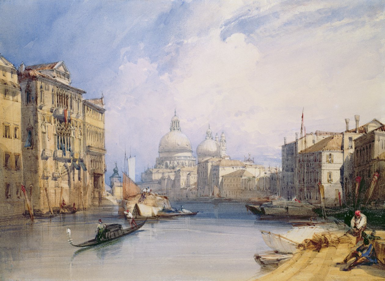 Canal Grande, Venetsia, 1879 (wc, vartaloväri ja kynä ja muste paperille) tekijältä William Callow