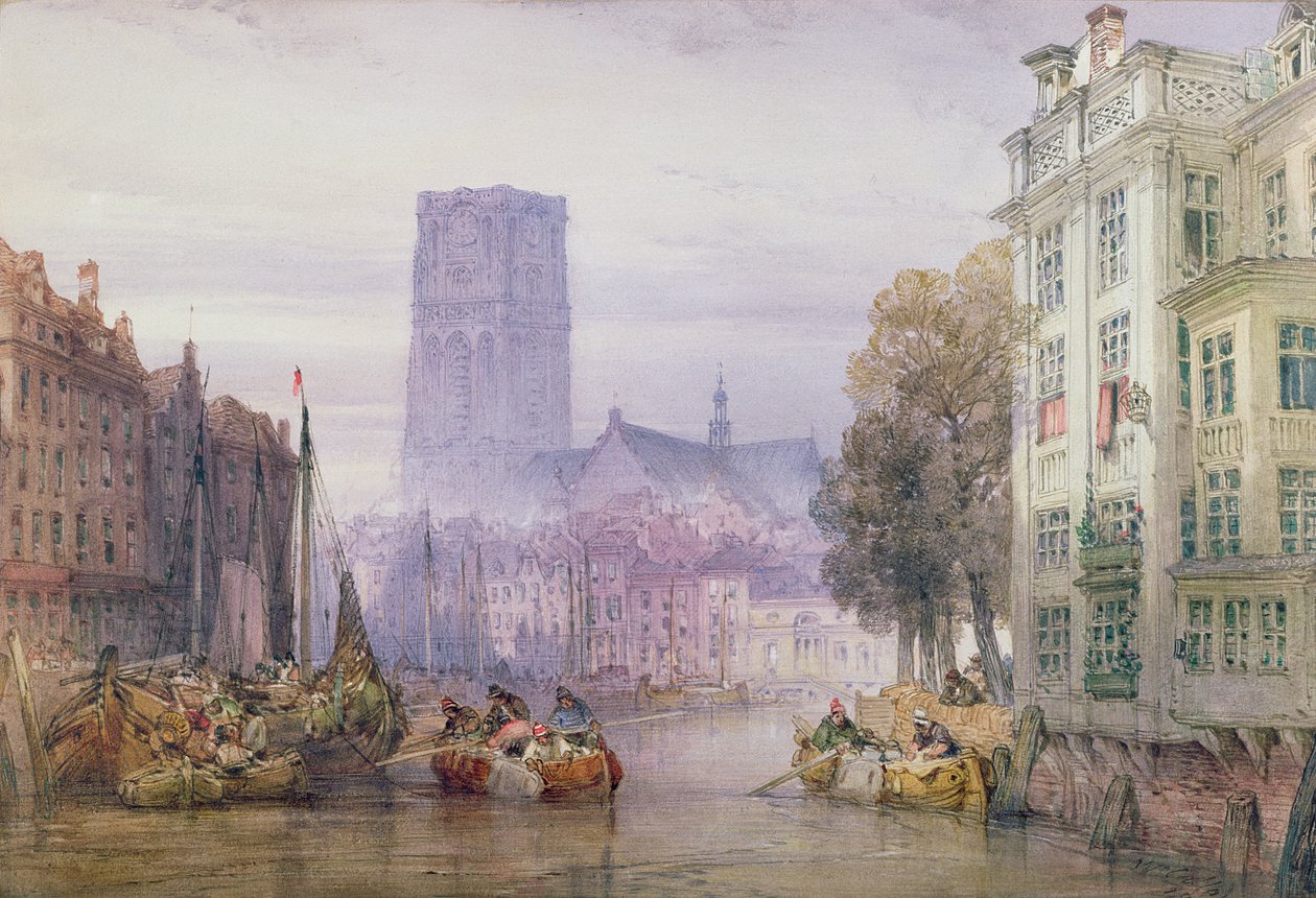 Pyhän Laurentiuksen suuri kirkko, Rotterdam, 1881 (wc kynällä) tekijältä William Callow
