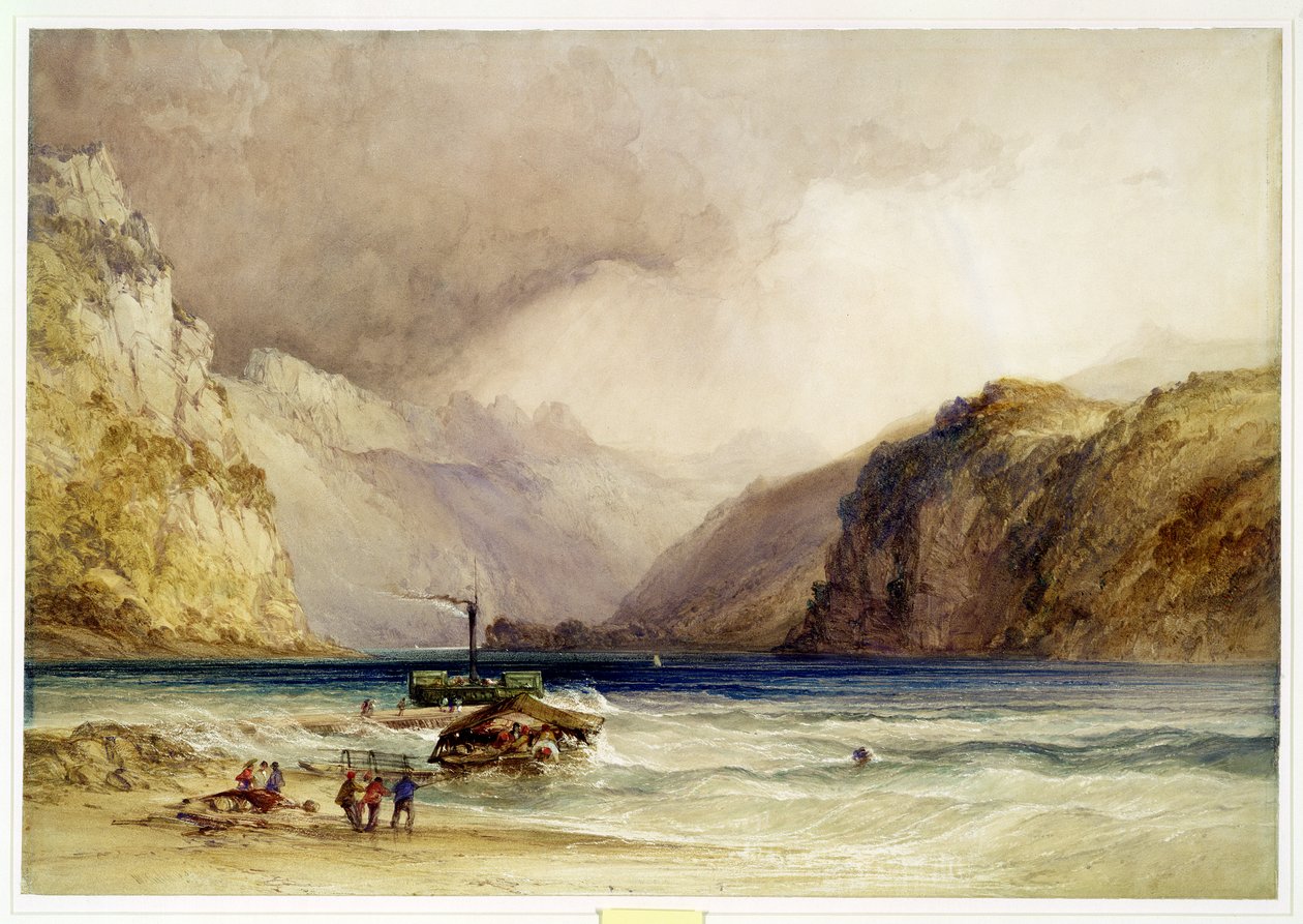Wallenstadt, Wesen, Sveitsi, 1842 (wc ja vartaloväri kudottupaperilla) tekijältä William Callow