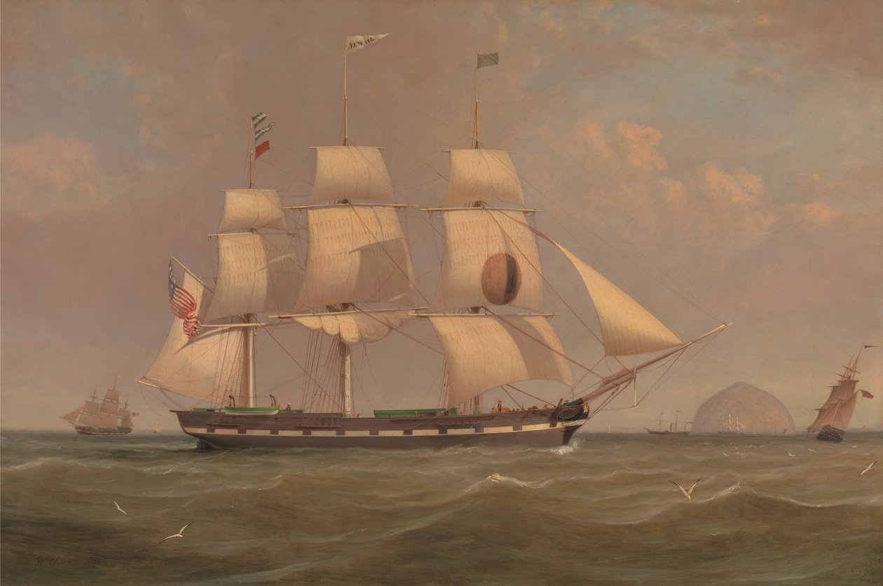 Black Ball Line -pakettialus New Yorkissa Ailsa Craigin vieressä tekijältä William Clark