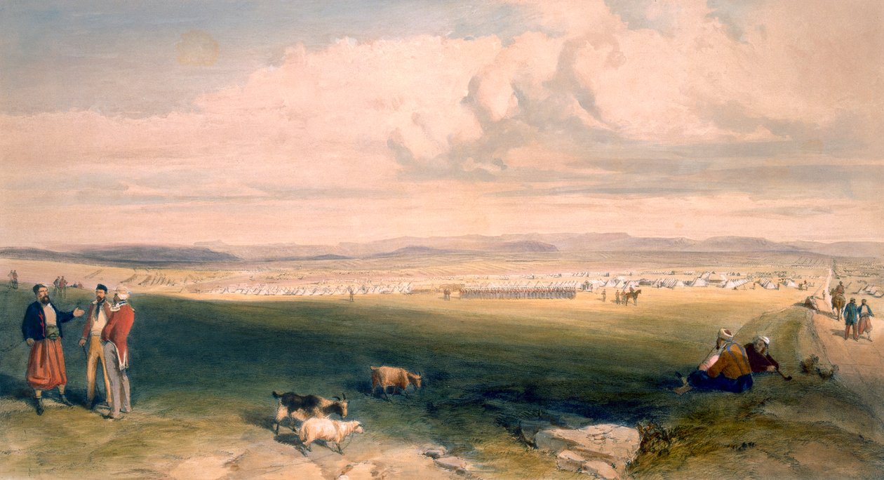 Light Divisionin leiri, "The Seat of War in the East" -levy, pubi. Paul und Dominic Colnaghi und Co., 1856 tekijältä William Crimea Simpson