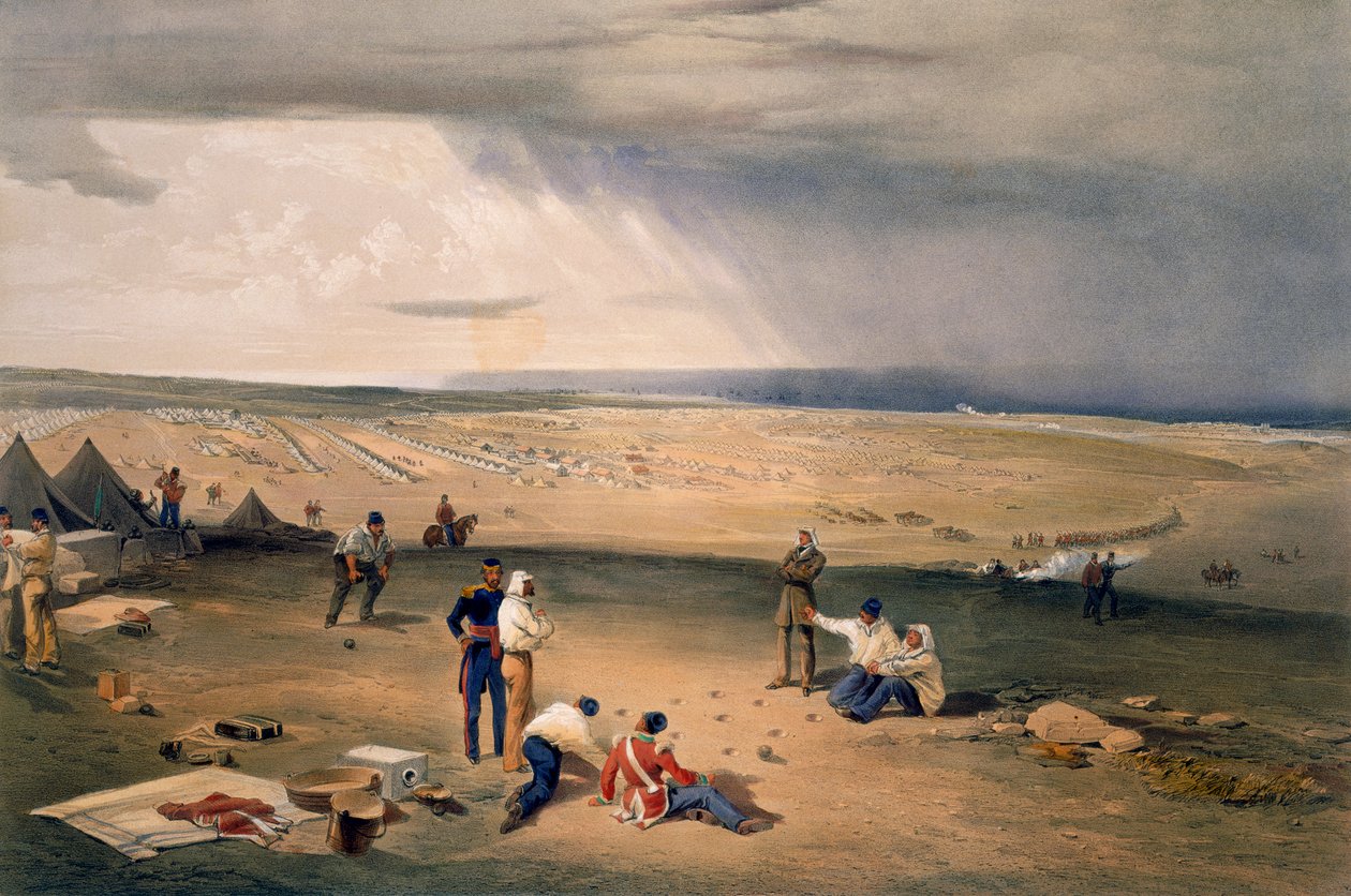 Kolmannen divisioonan leiri, "The Seat of War in the East" -levy, pubi. Paul und Dominic Colnaghi und Co., 1856 tekijältä William Crimea Simpson