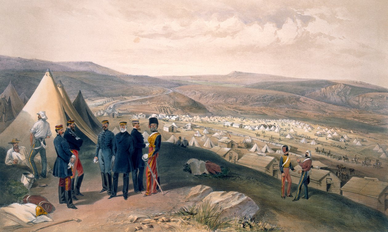 Ratsuväkileiri, levy "The Seat of War in the East", pubi. Paul und Dominic Colnaghi und Co., 1856 tekijältä William Crimea Simpson