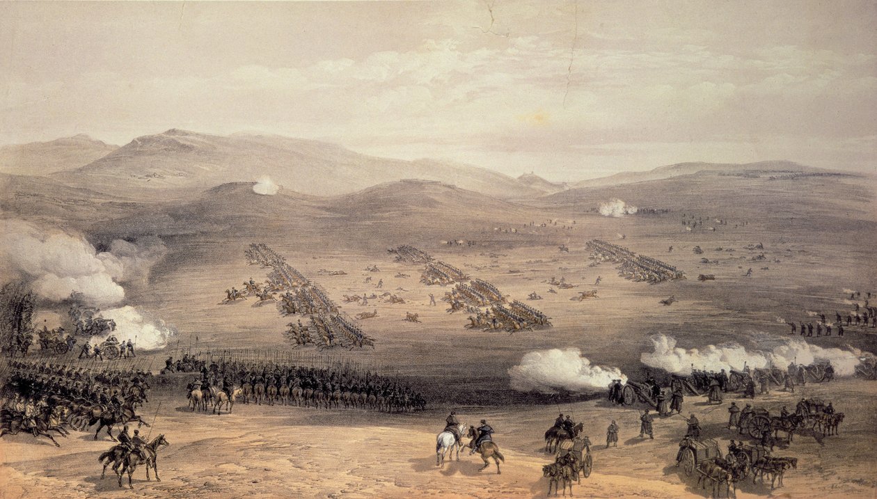 Kevyen ratsuväen prikaatin panos, 25. lokakuuta 1854, kaiverrus E. Walker, pub. kirjoittanut Colnaghi und Co, 1855 (katso lisätietoja kohdasta 121088) tekijältä William Crimea Simpson