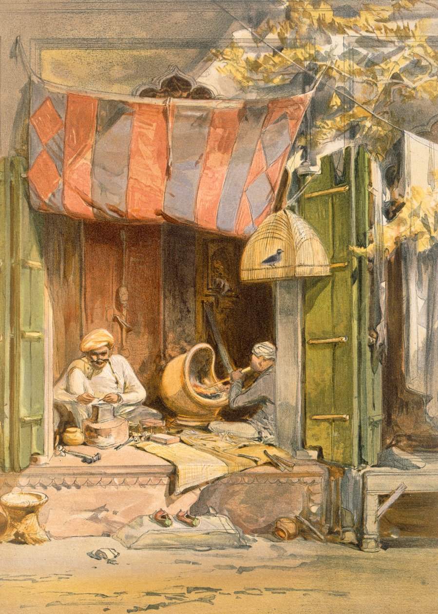 Delhi - Jalokivikauppias, Intiasta muinainen ja moderni, 1867 tekijältä William Crimea Simpson