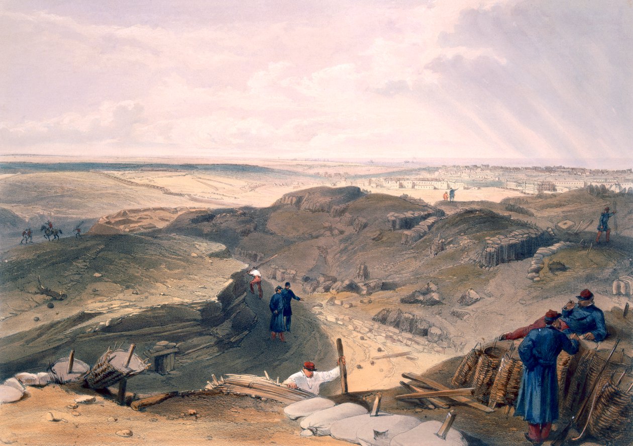 Malakoffin oja, levy "The Seat of War in the East", pubi. Paul und Dominic Colnaghi und Co., 1856 tekijältä William Crimea Simpson