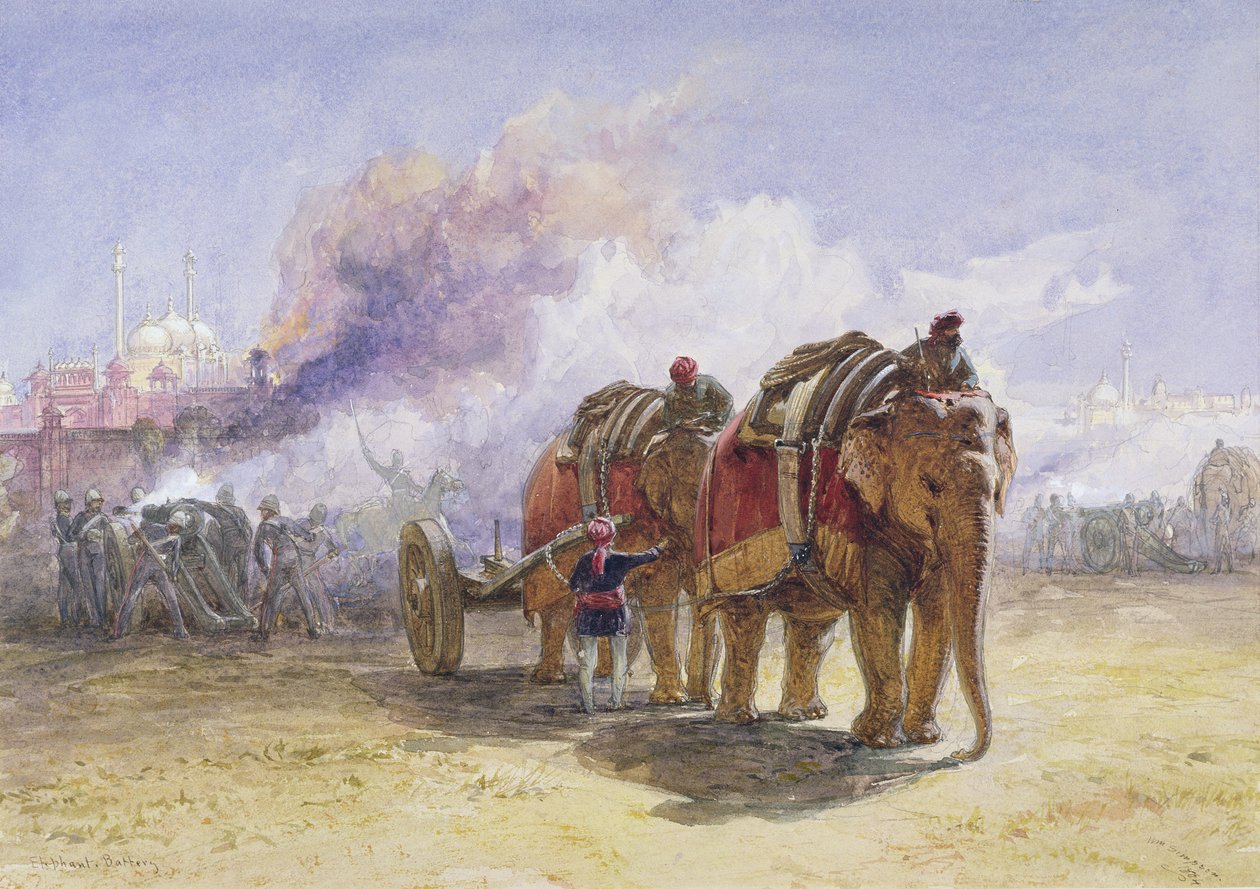 Elephant Battery, 1864 (wc grafiitin päällä, rungon väri paperilla) tekijältä William Crimea Simpson