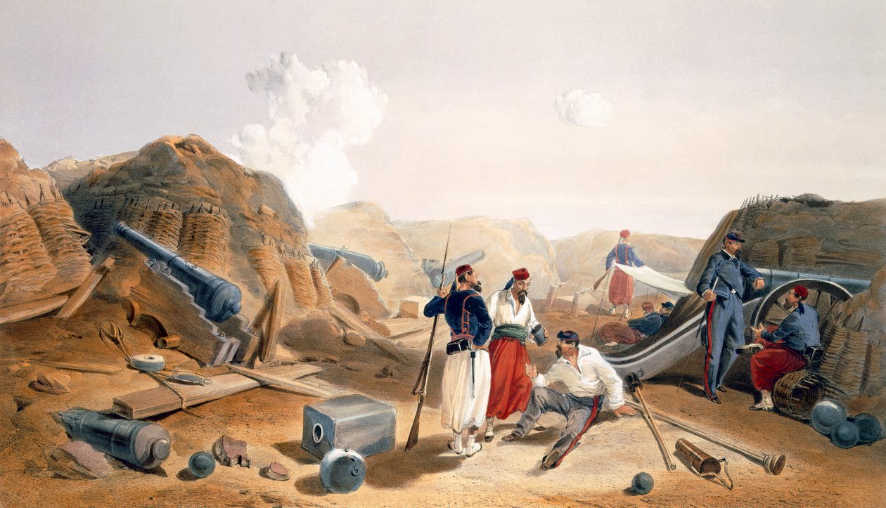 Mamelon Vertin sisustus, lautanen "The Seat of War in the East", pubi. Paul und Dominic Colnaghi und Co., 1856 tekijältä William Crimea Simpson