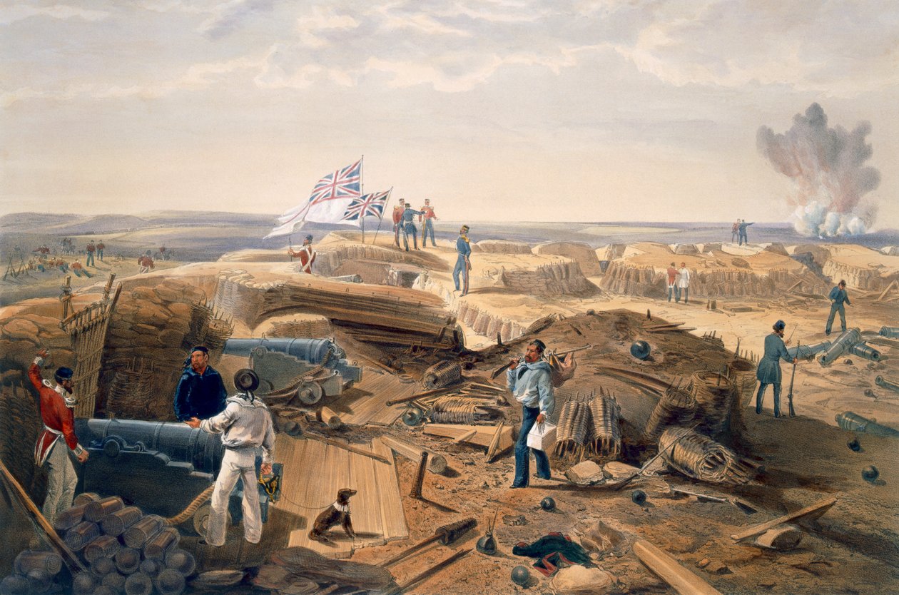 Redanin sisäpuoli, levy "The Seat of War in the East", pubi. Paul und Dominic Colnaghi und Co., 1856 tekijältä William Crimea Simpson