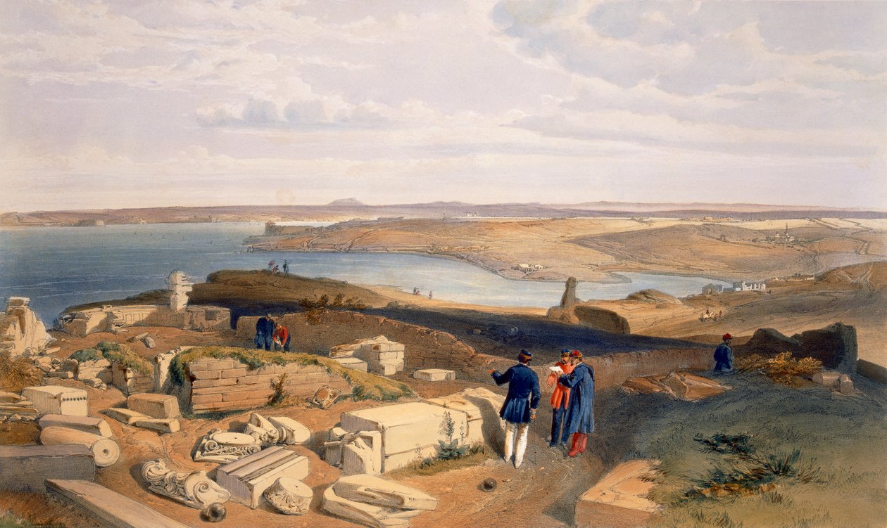 Sebastopol Old Chersonesesta, lautanen "The Seat of War idässä", pubi. Paul und Dominic Colnaghi und Co., 1856 tekijältä William Crimea Simpson