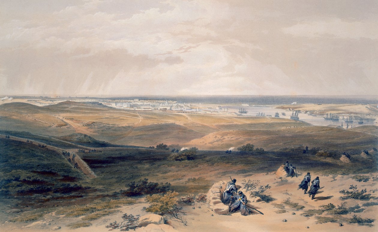 Sebastopol idästä, levy "The Seat of War in the East", pubi. Paul und Dominic Colnaghi und Co., 1856 tekijältä William Crimea Simpson
