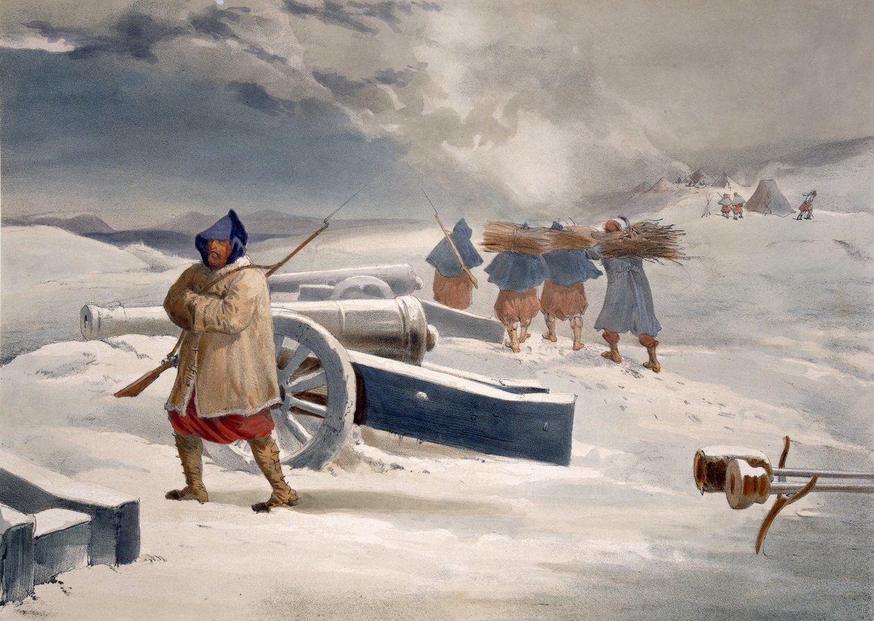 Sentinel of the Zouaves, levy "The Seat of War in the East" -julkaisusta, julkaisija Colnaghi and Co., 1856 tekijältä William Crimea Simpson