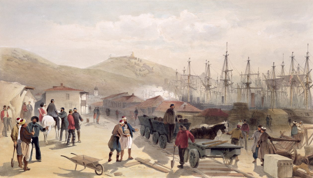 Balaklavan rautatie, levy "The Seat of War idässä", 1856 tekijältä William Crimea Simpson