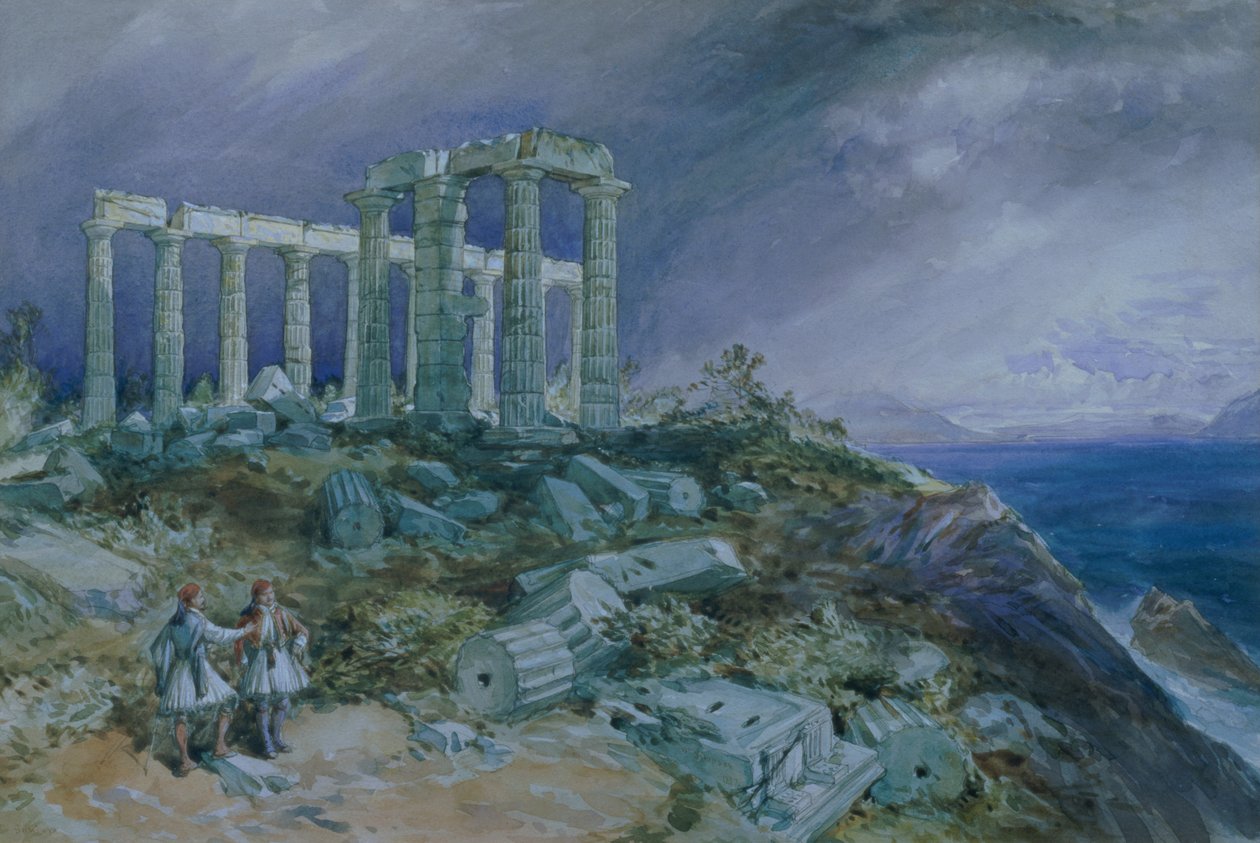 Poseidonin temppeli, Sunium, 1877 tekijältä William Crimea Simpson