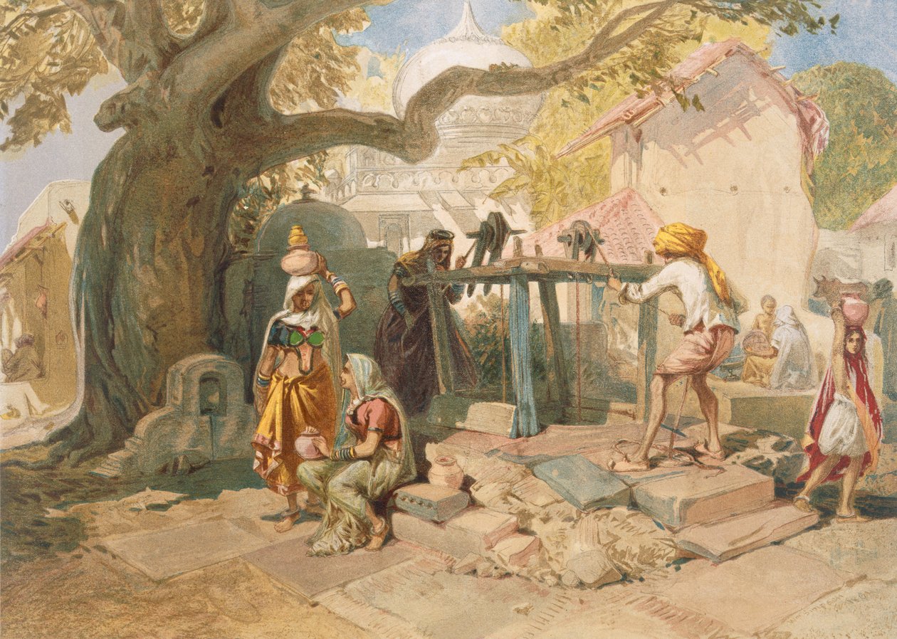Kylän kaivo, vuodelta 1867 Intian muinainen ja moderni tekijältä William Crimea Simpson