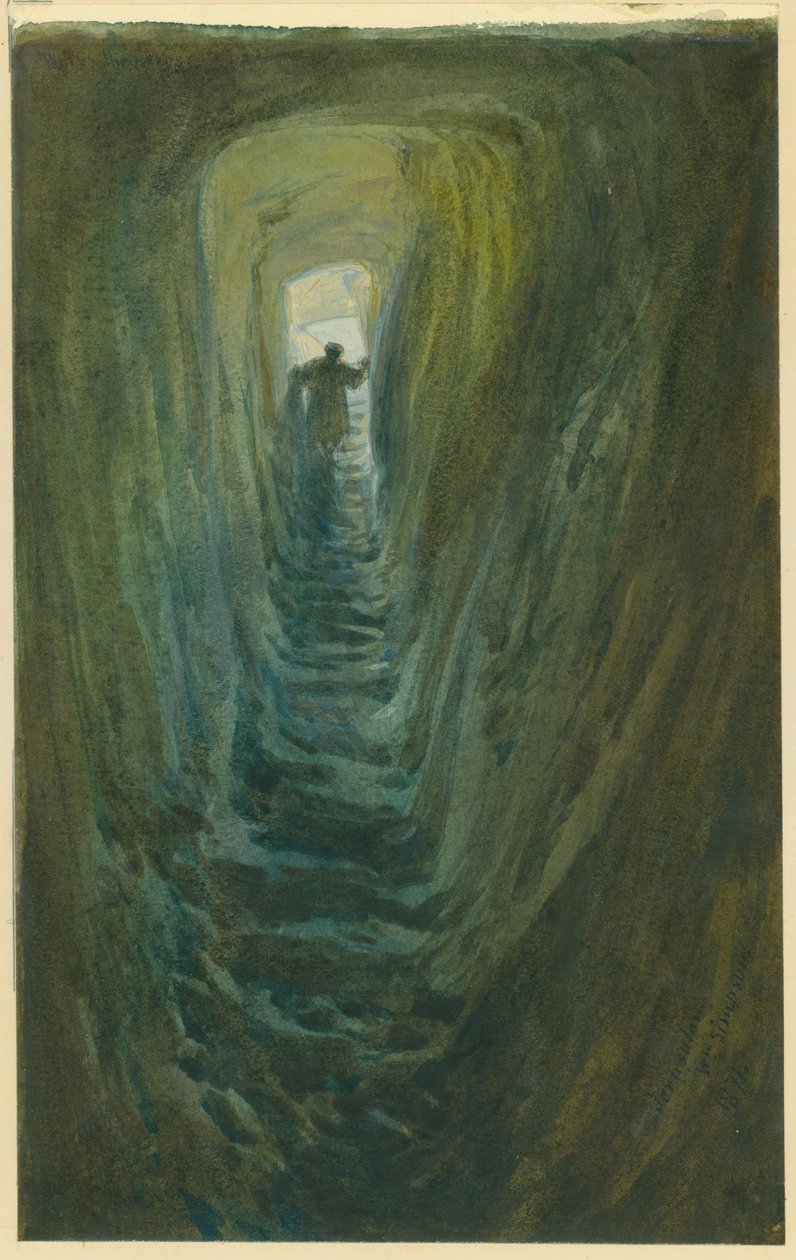 Step of the Steps, Jerusalem, 1871 (wc ja kynä paperille) tekijältä William Crimea Simpson