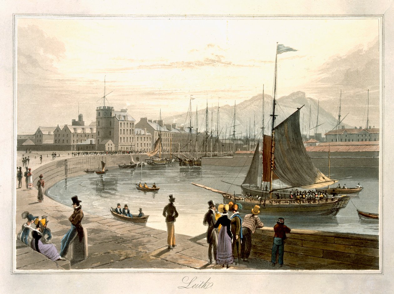 Leithiin saapuva lautta, joka julkaistiin vuonna 1829. tekijältä William Daniell