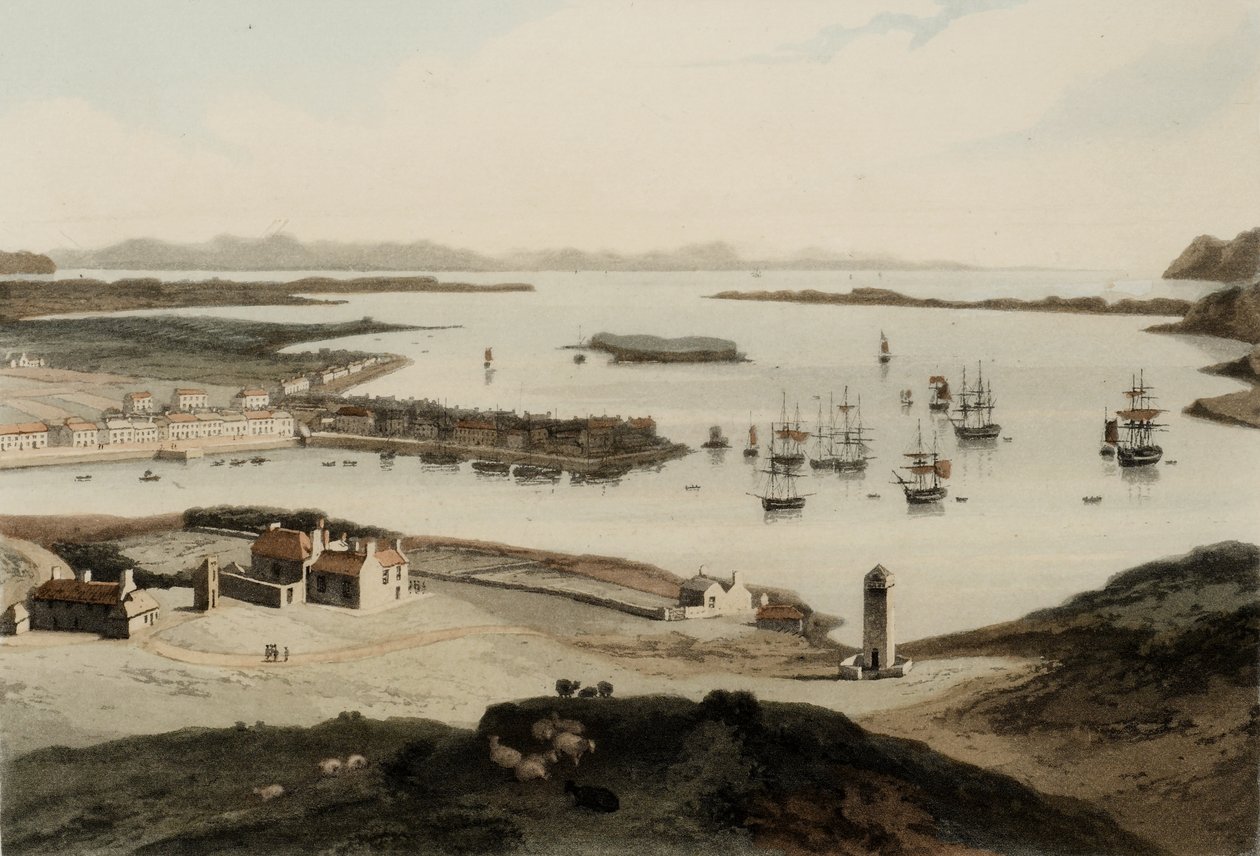 Stornoway Lewisin saarella, julkaistu vuonna 1819 tekijältä William Daniell